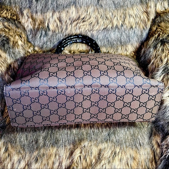 Vintage- Gucci Brown Monogram Nylon Shoulder Bag - Picture 6 of 12